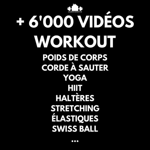 plus de 6000 entrainements vidéos (poids de corps, yoga, corde à sauter, hiit, etc.)