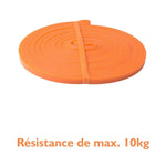 la bande orange a une résistance maximum de 10 kilos 