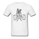 t-shirt bulldog anglais just lift it deadlift blanc