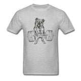 t-shirt bulldog anglais just lift it deadlift gris